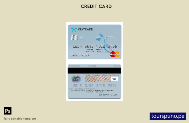 lista para imprimir plantilla de mastercard del banco Keytrade de Bélgica
